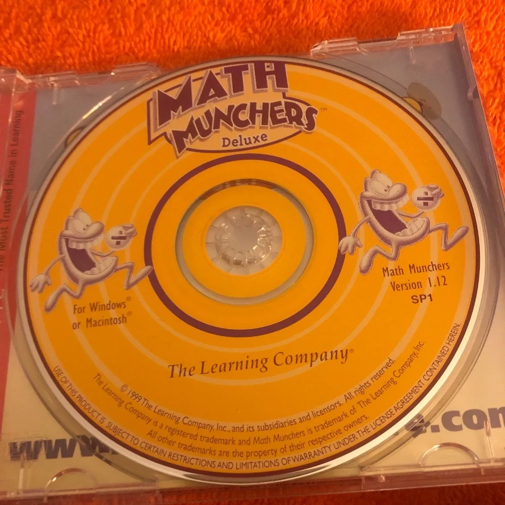 Math Munchers Deluxe PC Game CD ROM Learn At Home Tutoring Game Vintage